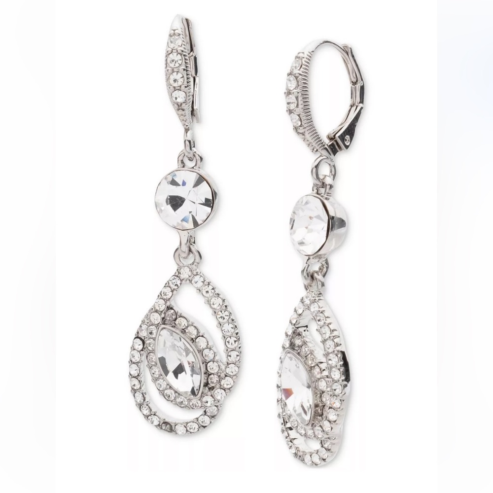 GIVENCHY. New
Silver-Tone Crystal Pavé Pear Drop Earrings